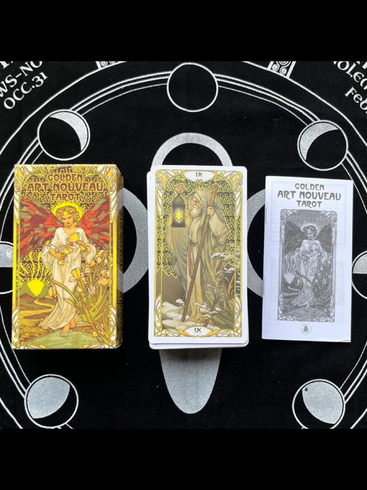 golden art nouveau tarot cards