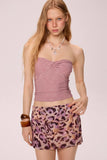 Pink leopard print low waist A-line skirt