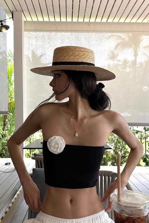 Camellia black tube top