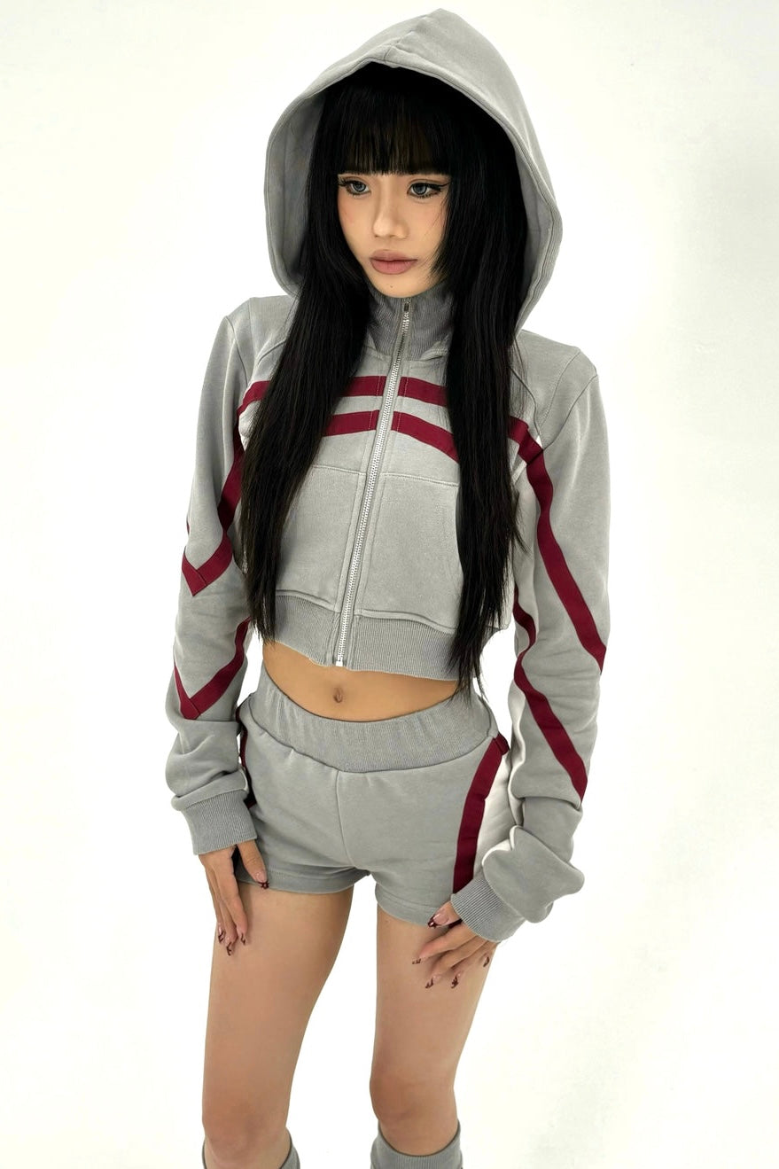 set three-piece set, hooded sweater +  shorts