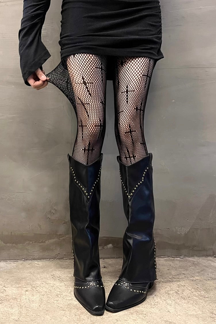 Cross fishing net socks, Asian pantyhose, hollowed out mesh