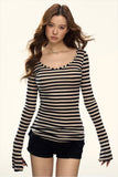 Retro striped long sleeved Top