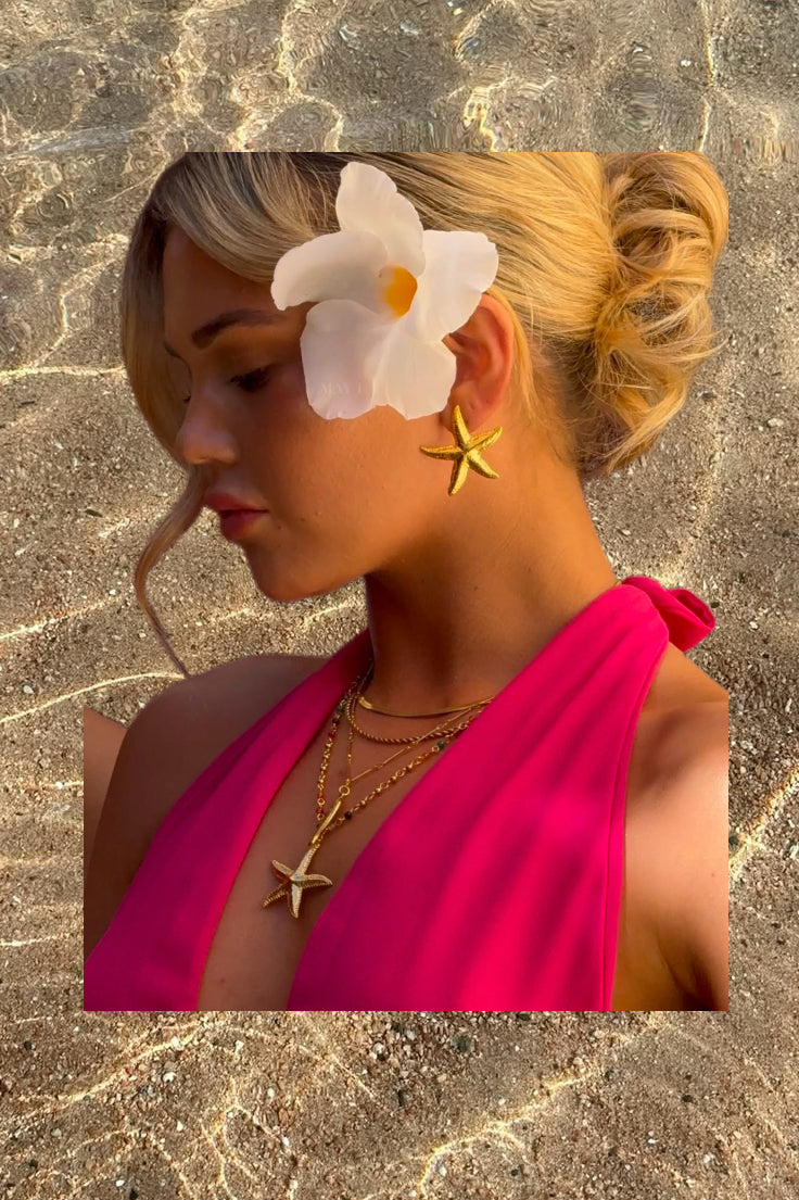 Starfish Earrings+Layered Necklace
