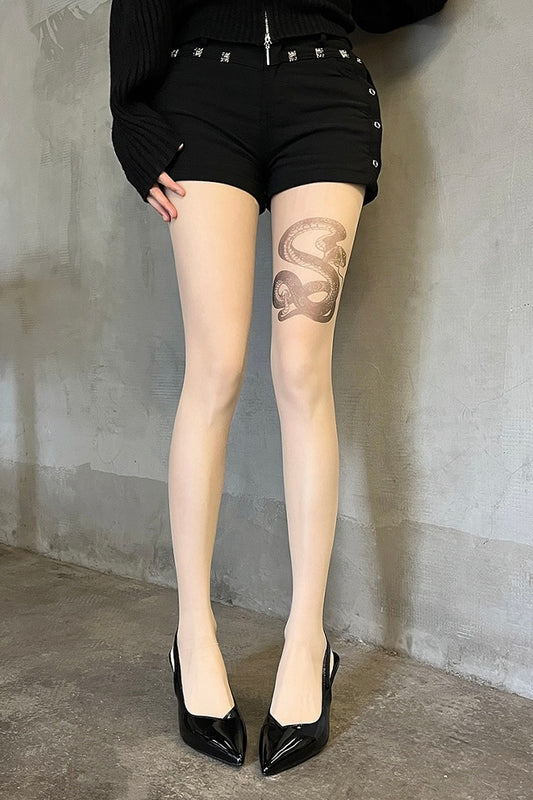 Serpentine Pattern Printed Pantyhose