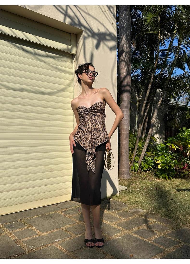 Leopard print tube top