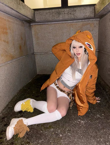 Dropout Bear Full Zip Embroidered Down plush Jacket