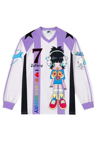Purple anime girl jersey top