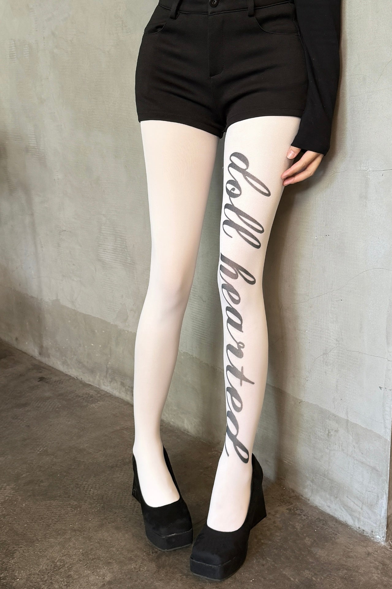 Letter printed velvet pantyhose