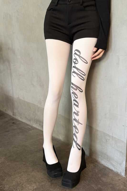Letter printed velvet pantyhose
