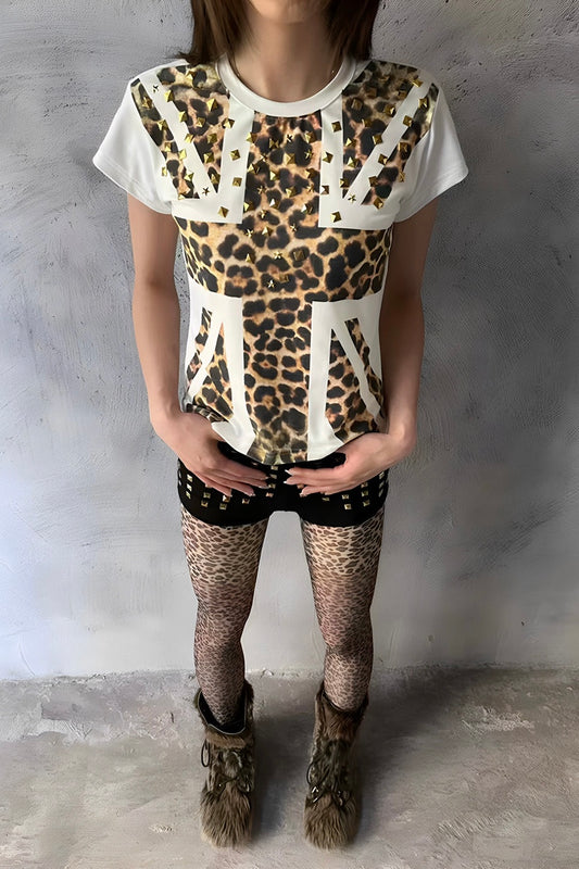 Leopard Flag Rivet T-Shirt