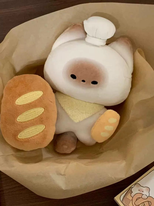 Mantou cat bread chef plush charm