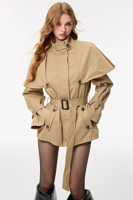 trench coat with a detachable shawl