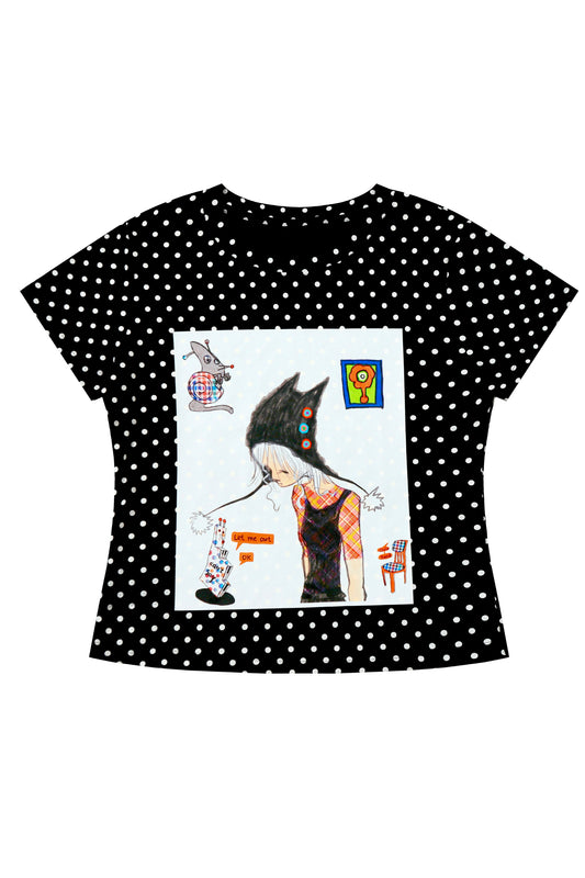 Octopus Grass Joint Die Black Polka Dot Tee