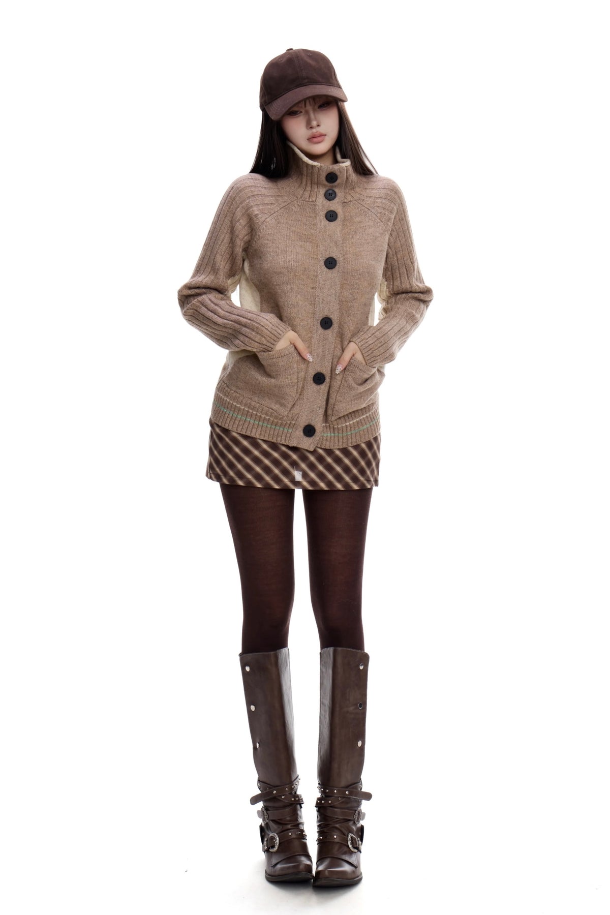 Semi-turtleneck sweater jacket