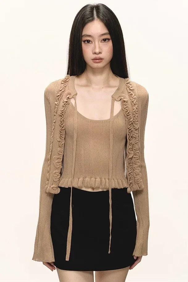 Khaki knit cardigan