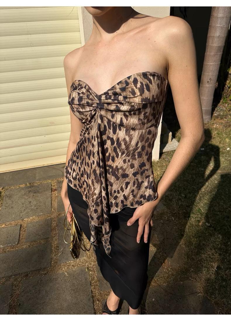 Leopard print tube top