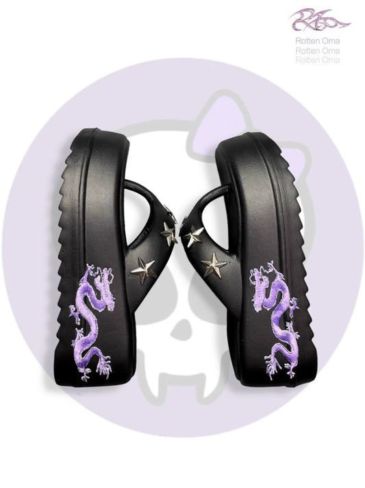 Sparkling Star Lightweight Dragon Pattern Thick Bottom Slippers