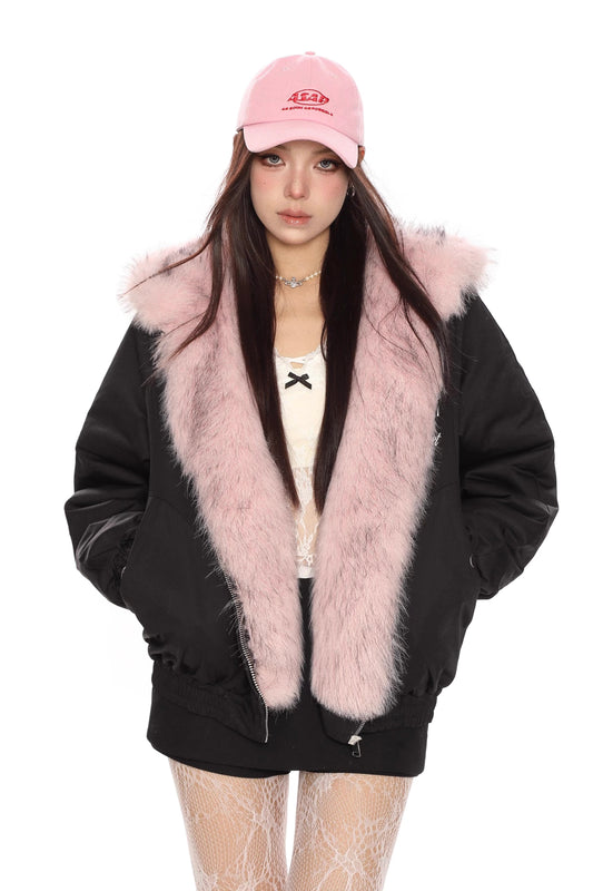 faux fur double-sided cotton coat