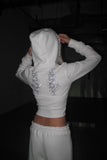 White hot diamond rivet tight sweatshirt and sweatpants set