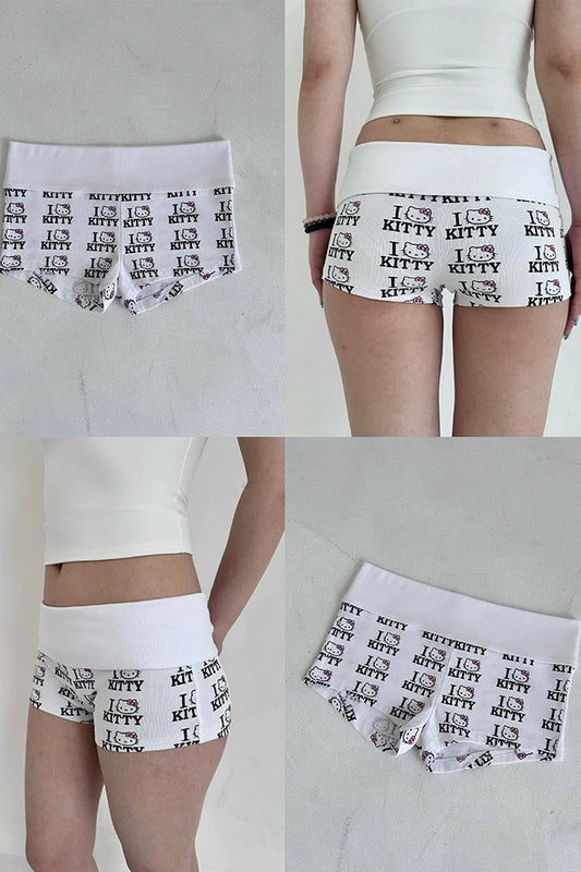 I love kitty low-rise cotton knitted shorts