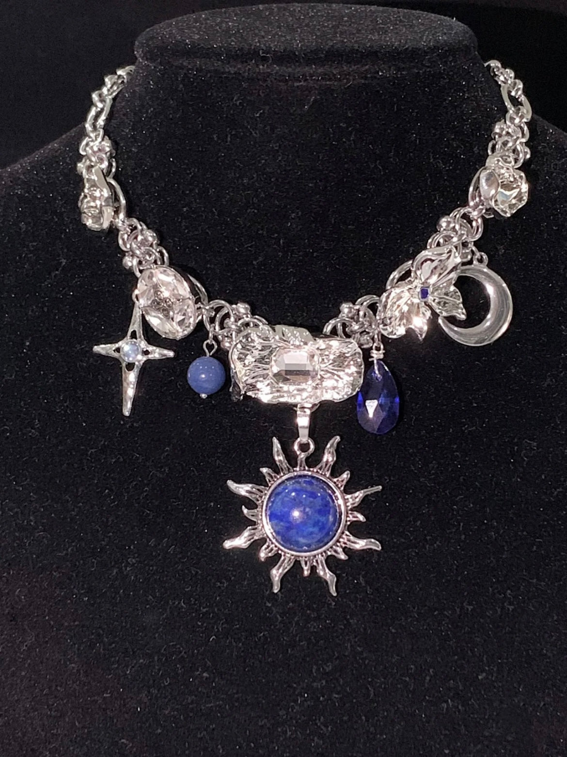 Zeus "lapis lazuli sun star moon pendant necklace choker