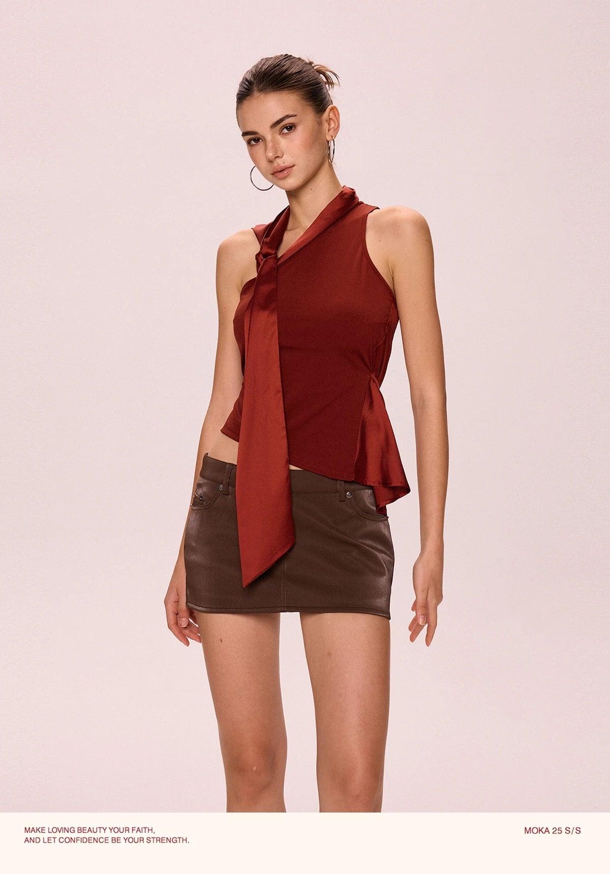 irregular tie top red