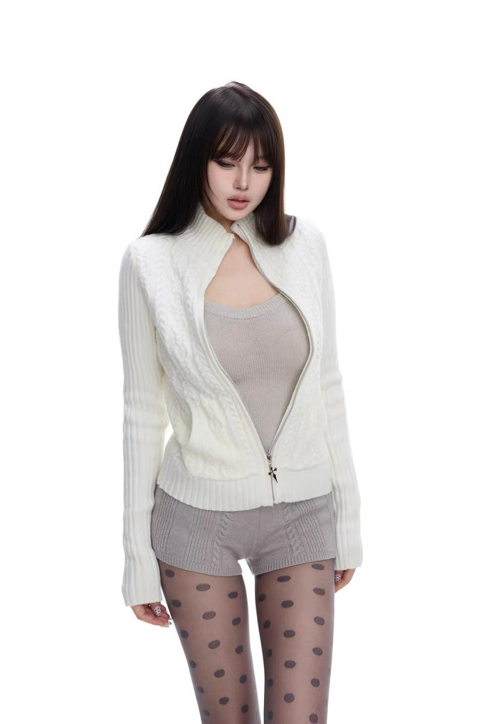 White knitted sweater cardigan