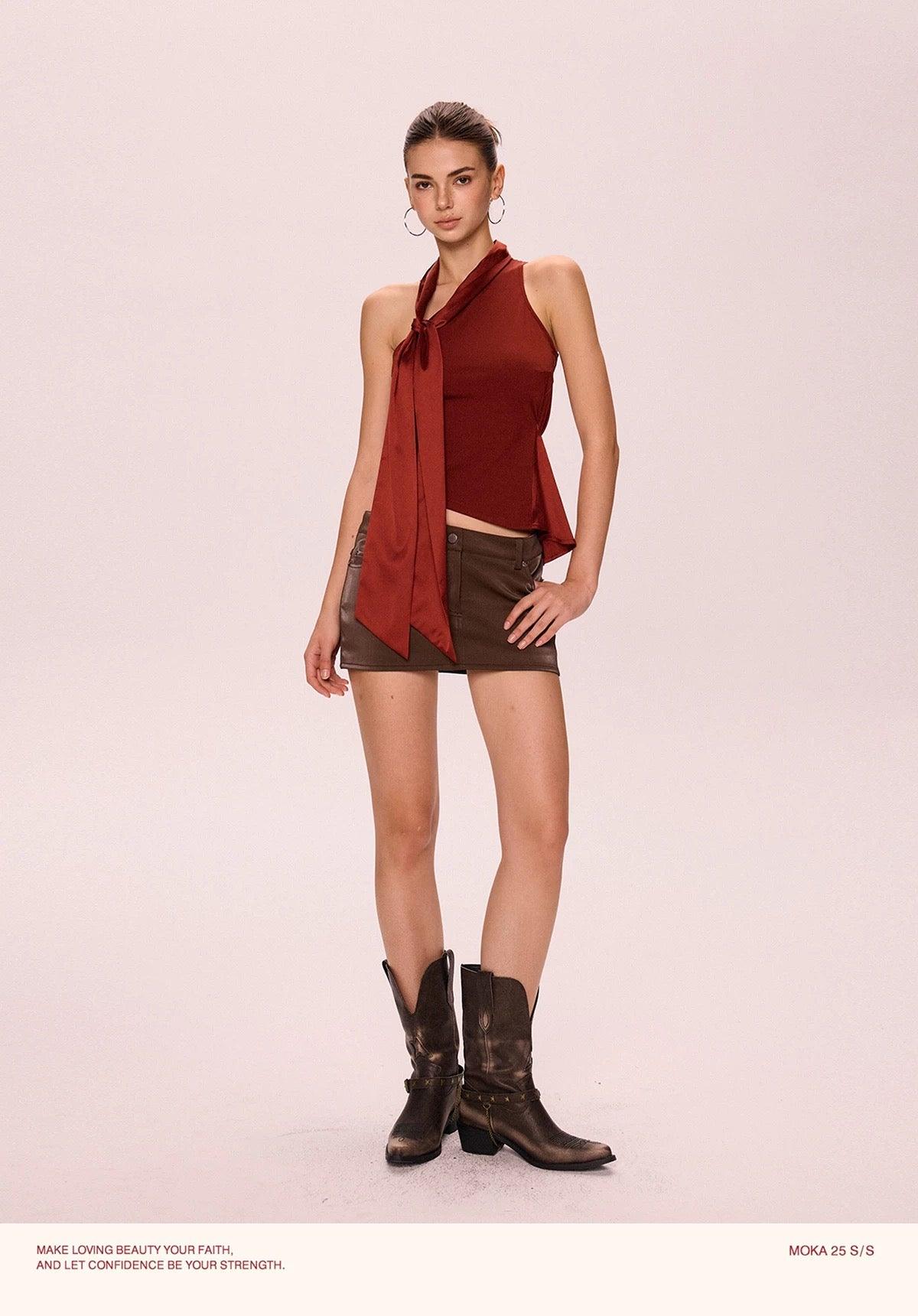 irregular tie top red