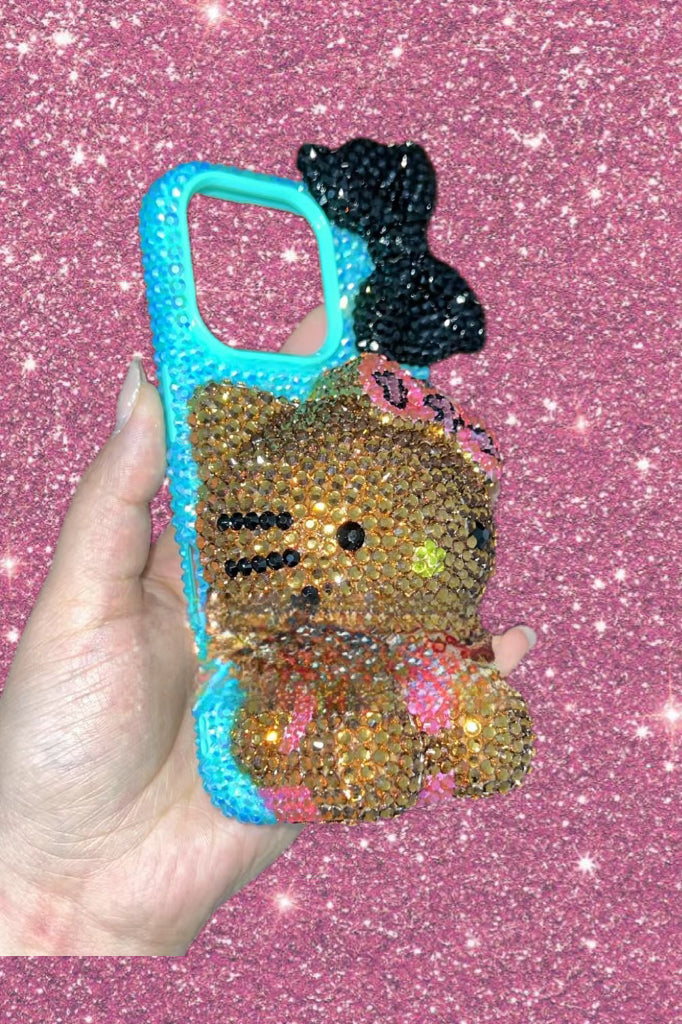 Blue Hellokitty Handmade Rhinestone Phone Case