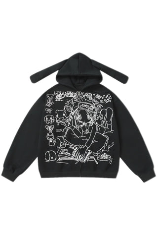 Black Rabbit Hoodie Jacket