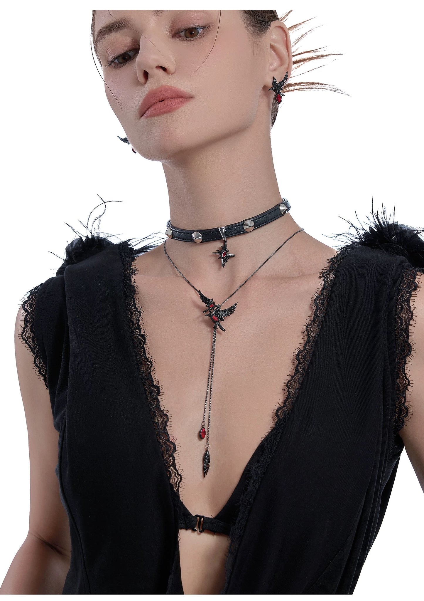 Qin Che Thorne Crow Stacks Necklace