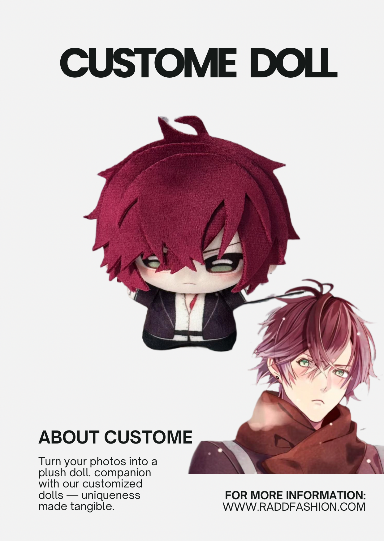 Custome your photo into plush doll