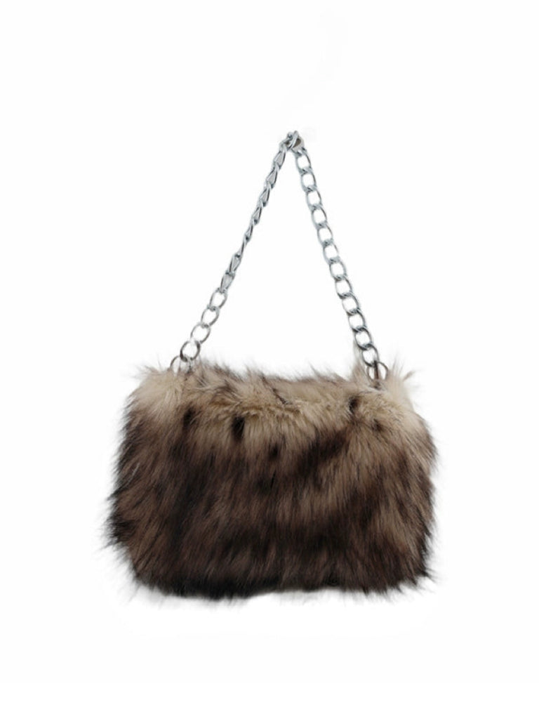 Leopard print furry bag