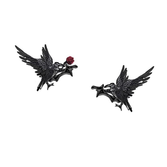 Qin Che throne rose crow earrings