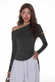 off-shoulder long sleeved tee