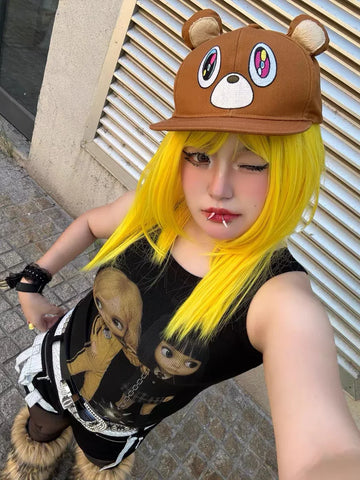 Dropout Bear Hat Adjustable Flat-brimmed Hat