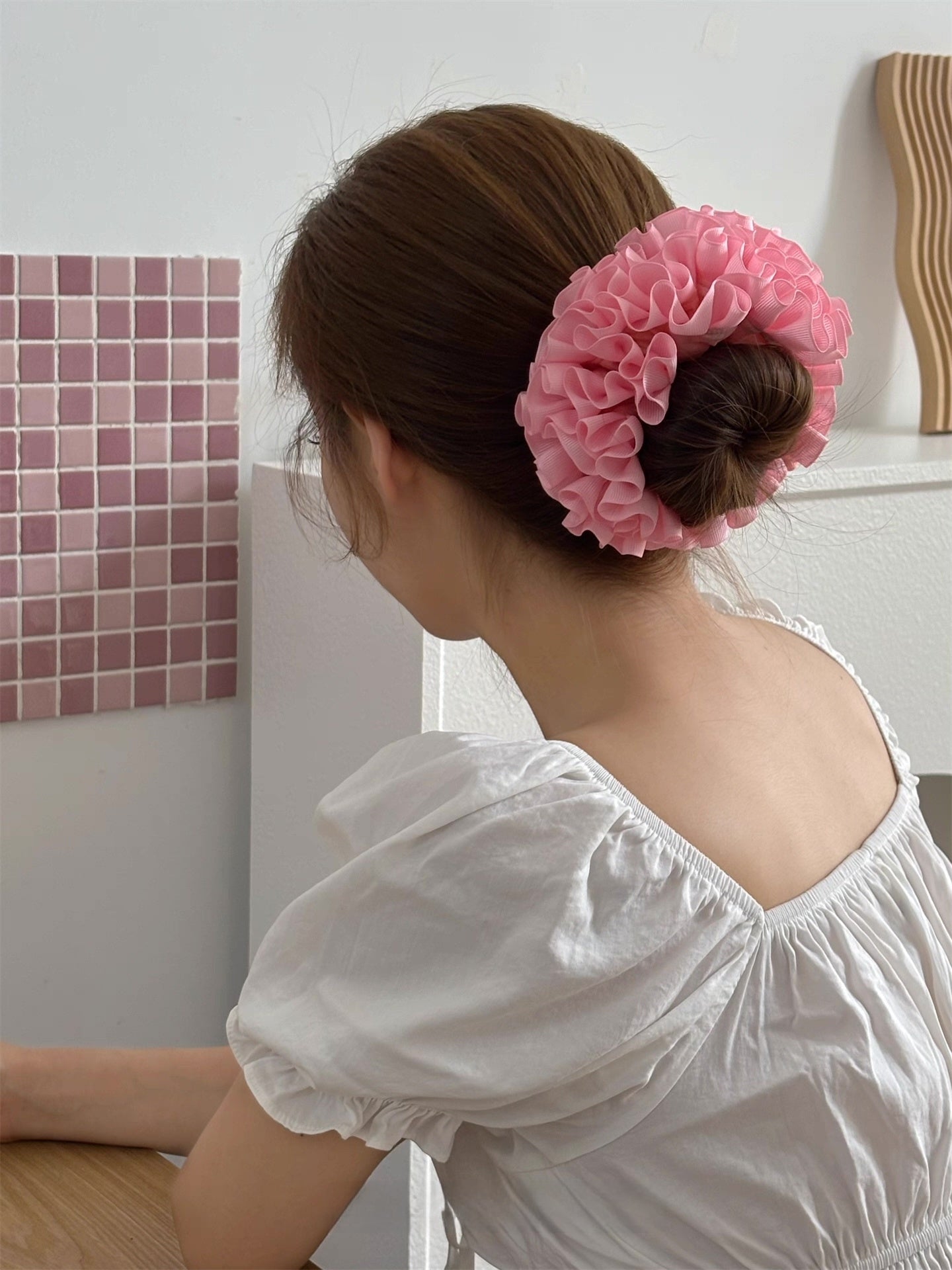 Heavy Industry Organ Fold~Multi Layer Hydrangea Flower Scrunchie