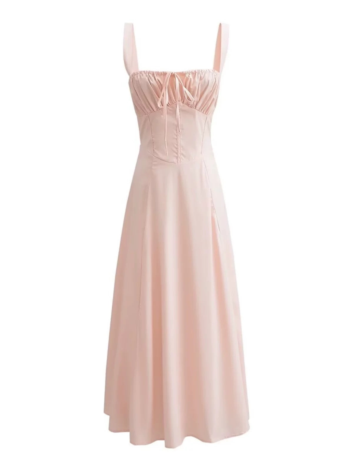 Strawberry red square neck maxi dress