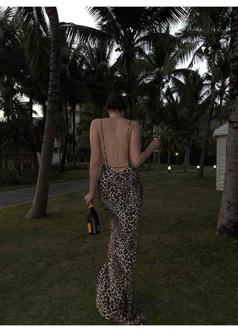 Leopard print suspender dress