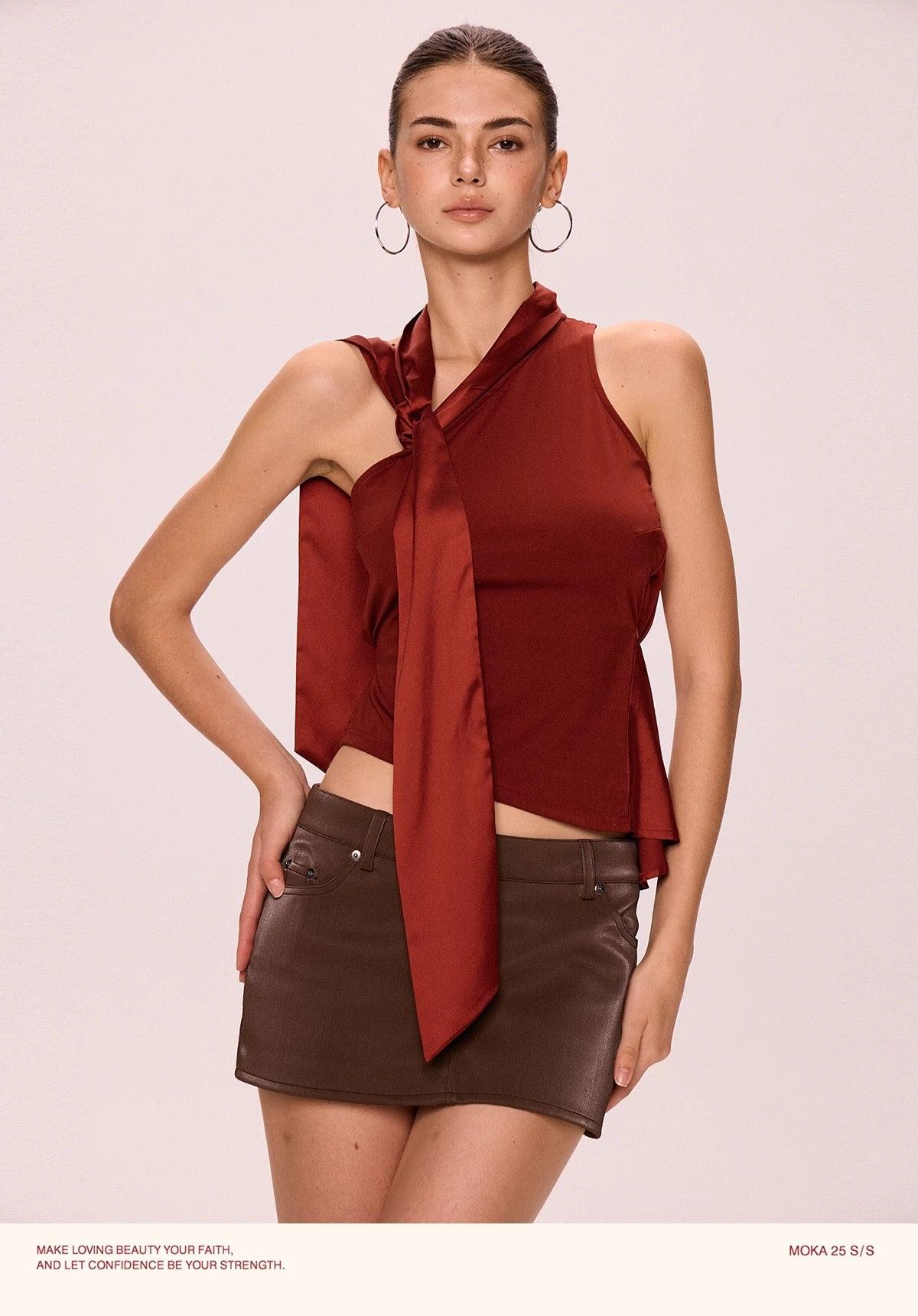 irregular tie top red