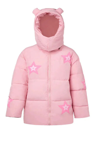 Pink star bear hat cotton coat
