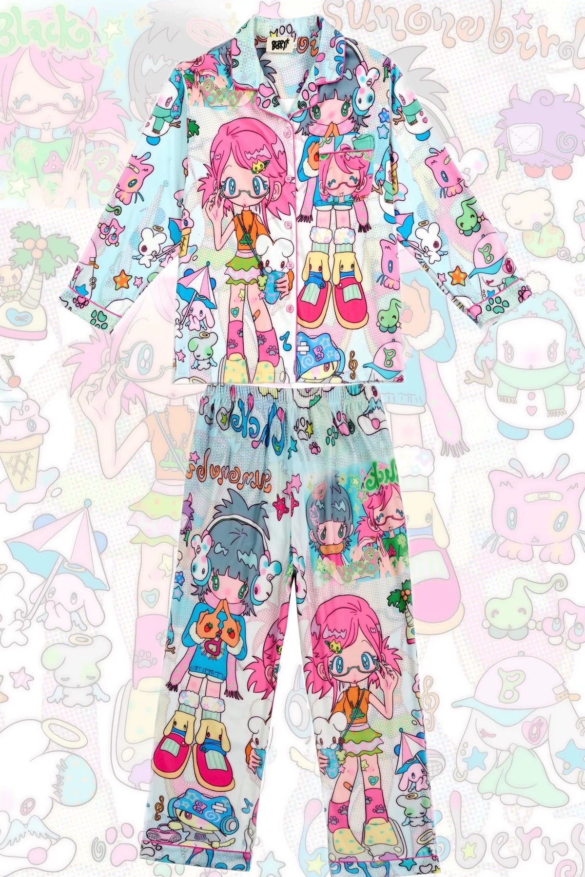 Cartoon Two Girls German Velvet Pajamas