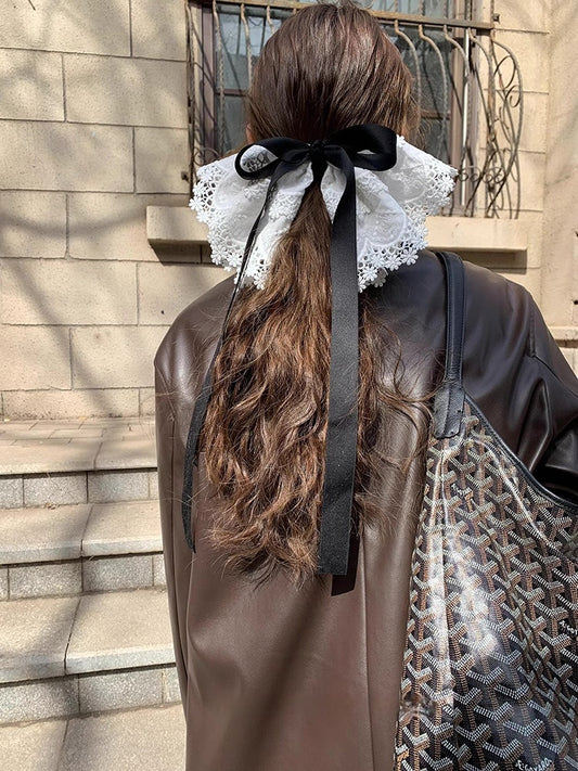 Pure white lace bow hair clip