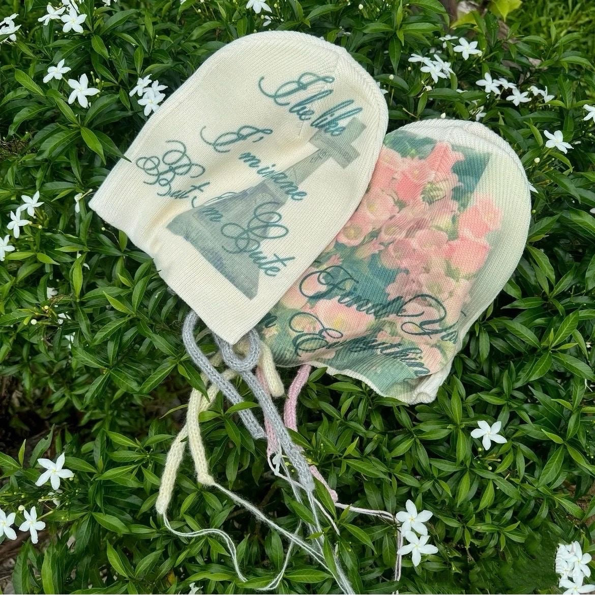 Rose Lamb Pattern Print Beanie