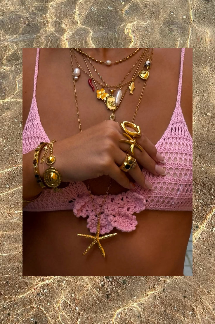 Cross starfish Rings Necklace 9 Pieces Set