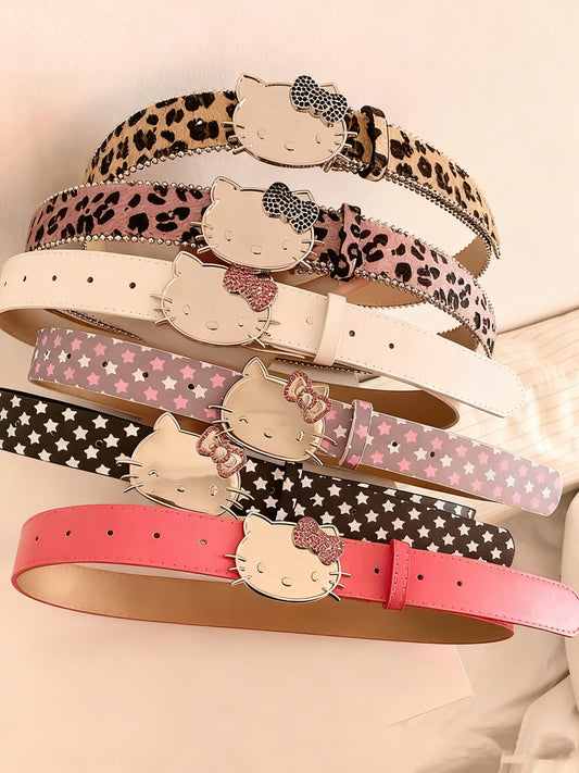 Cute Hello Kitty Decorative Leopard Pattern Belt