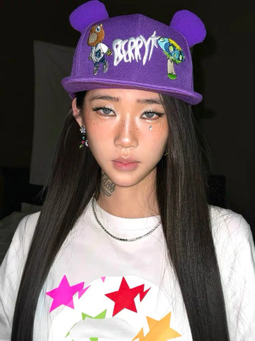 Kanye Graduation Purple Dropout Bear Hat