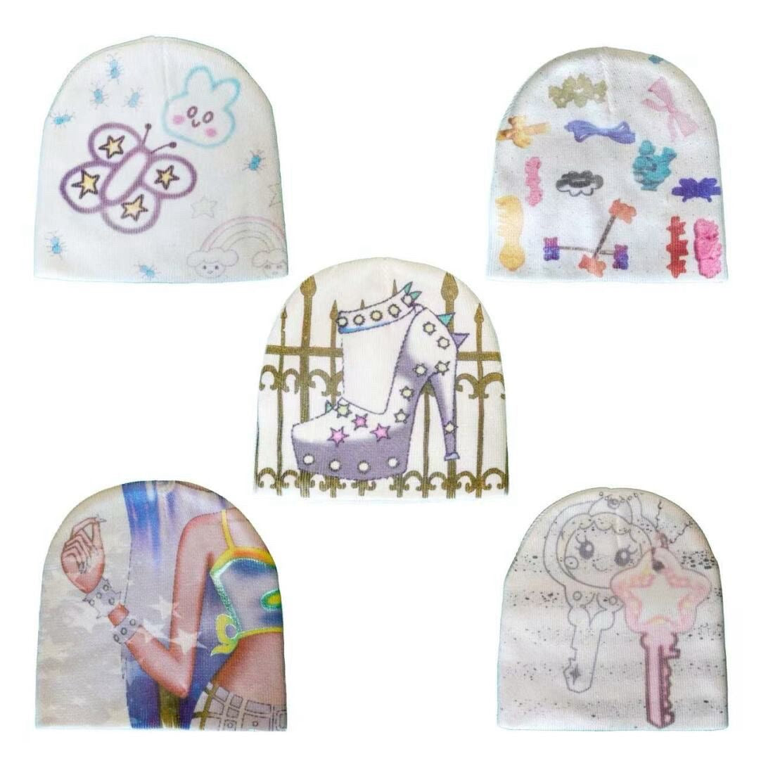 Drawing Print Knit Beanie