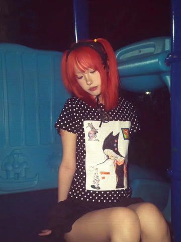 Octopus Grass Joint Die Black Polka Dot Tee