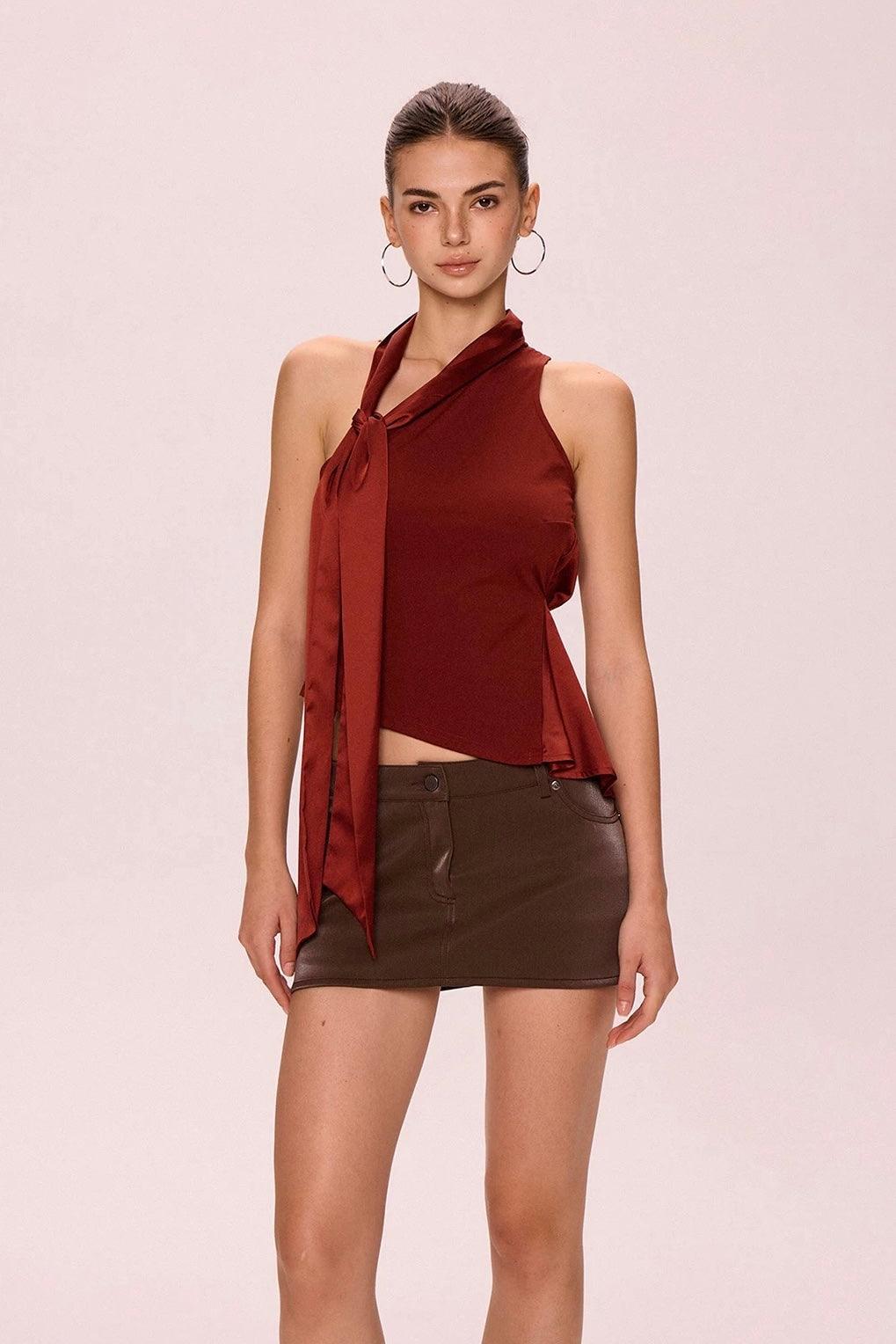 irregular tie top red